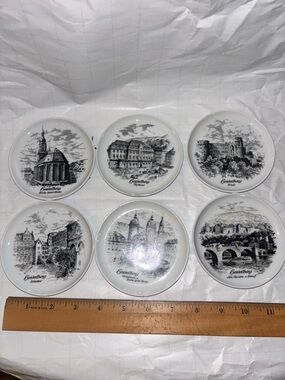kaiser germany heidelberg landmarks porcelain coasters, set of 6